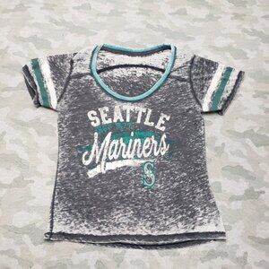 Seattle Mariners Shirt Women s Medium Gray New Era Short Sleeve MLB Baseball